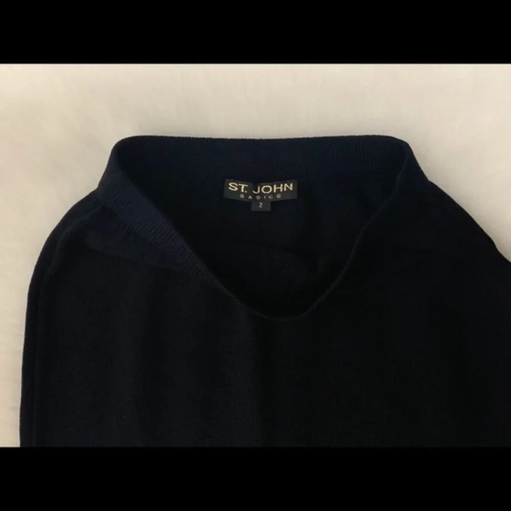 St. John by Marie Gray Wool Blend  Black Knit Skirt Sz 2